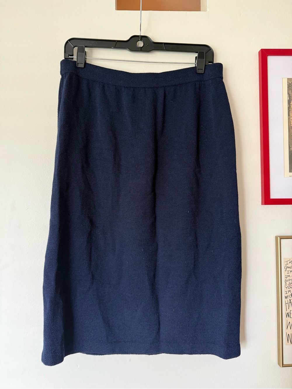 St. John Navy Knit Midi Skirt